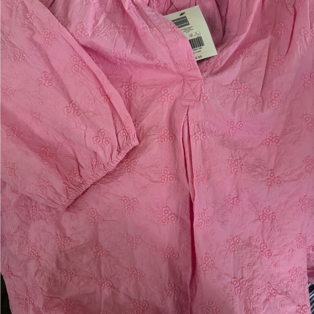 crown & ivy Pink Embroidered Blouse